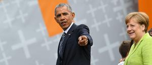 Barck Obama und Angela Merkel auf dem Kirchentag in Berlin.