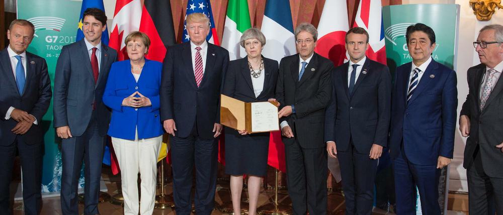 Die Staats- und Regierungschefs der G7 im italienischen Taormina.