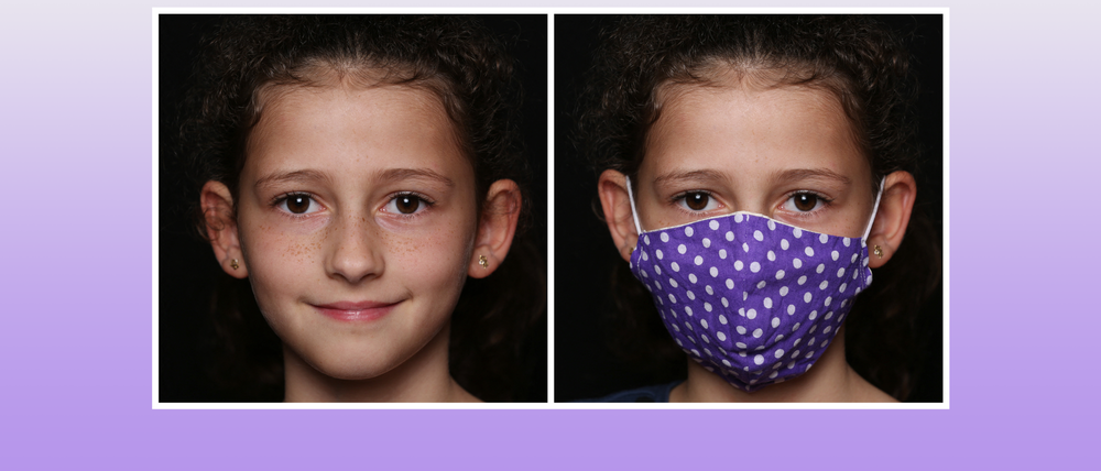 Kind mit und ohne Maske