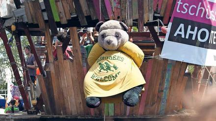 Ihre Gallionsfigur, den Panda, haben die Crewmitglieder der Anarche bei allen Fahrten an Board.