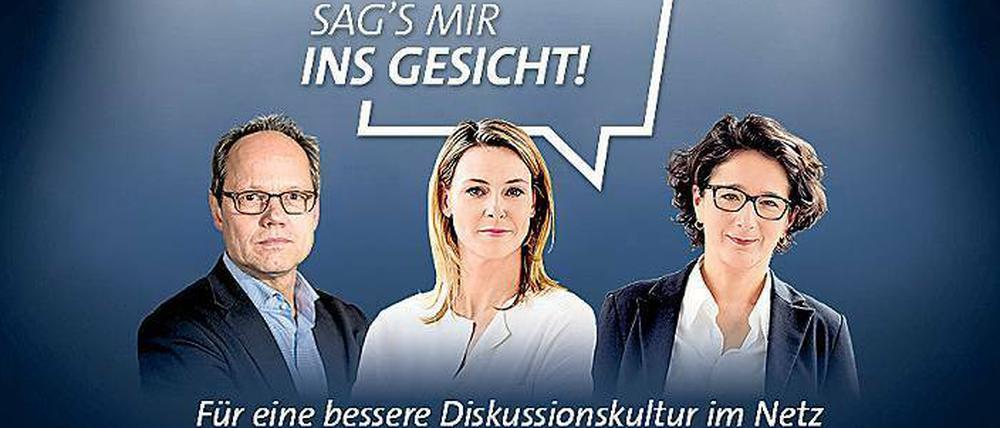 Würde man beleidigen, wenn man der beschimpften Person gegenübersteht, ihre Reaktion direkt mitbekommt? Das fragen sich Kai Gniffke, Anja Reschke und Isabel Schayani.