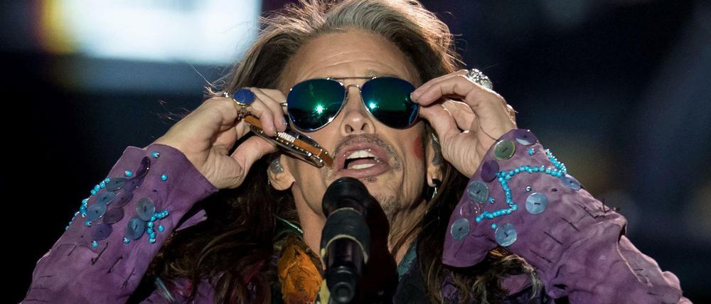Divenhaft. Sänger Steve Tyler bei einem Konzert in München.
