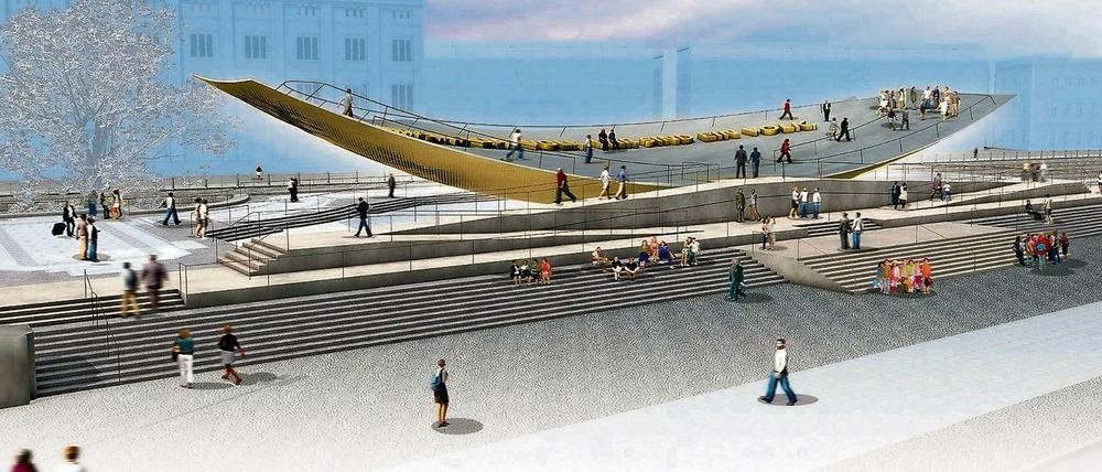 "Bürger in Bewegung": Der Entwurf für das Einheitsdenkmal vor dem Berliner Schloss.