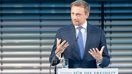 „Berliner Rede zur Freiheit“. FDP-Chef Christian Lindner am Montagabend im Allianz Forum am Pariser Platz. 