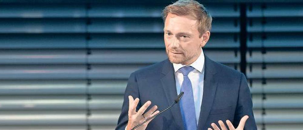 „Berliner Rede zur Freiheit“. FDP-Chef Christian Lindner am Montagabend im Allianz Forum am Pariser Platz.
