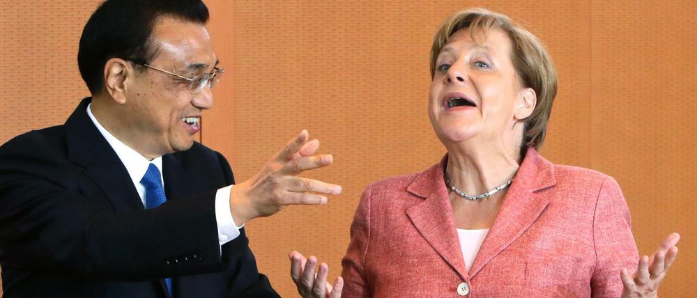 Bundeskanzlerin Angela Merkel (CDU) mit Li Keqiang, dem chinesischen Ministerpräsidenten, am Mittwoch im Kanzleramt.