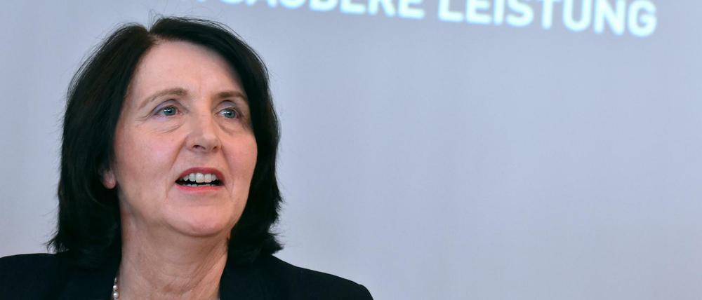 Andrea Gotzmann, Vorstand der Stiftung Nationale Anti-Doping Agentur Deutschland (Nada), bei der Vorstellung des Jahresberichts der Agentur.
