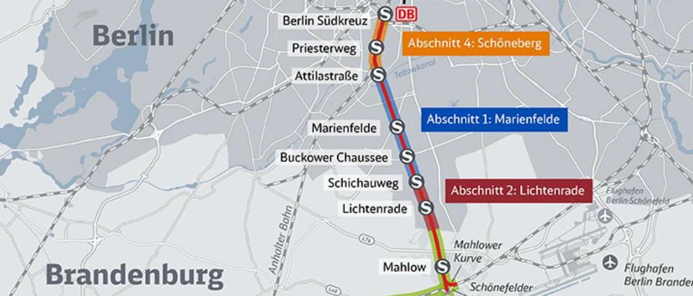 Die Dresdner Bahn. Zur besseren Ansicht klicken Sie bitte auf das rote Kreuz.