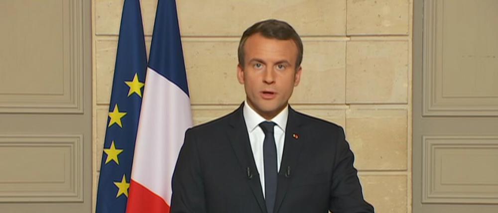Emmanuel Macron hielt eine Ansprache im Fernsehen.