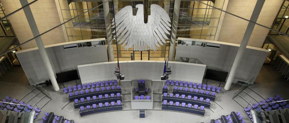 Der Plenarsaal im Reichstagsgebäude.