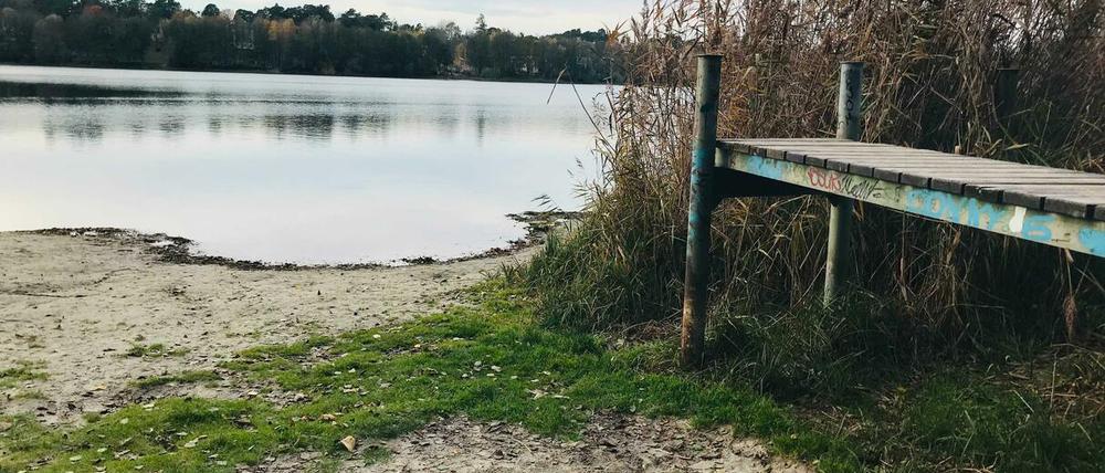Ein Steg, kein Wasser.