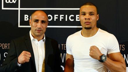Arthur Abraham (links) und Chris Eubank jr. bei der Pressekonferenz in Berlin.