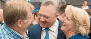 Die CDU-Landesvorsitzende von Berlin, Monika Grütters, nebst Vorgänger Frank Henkel (mi.) und dem ehemaligen Regierenden Bürgermeister von Berlin, Eberhard Diepgen (l). 