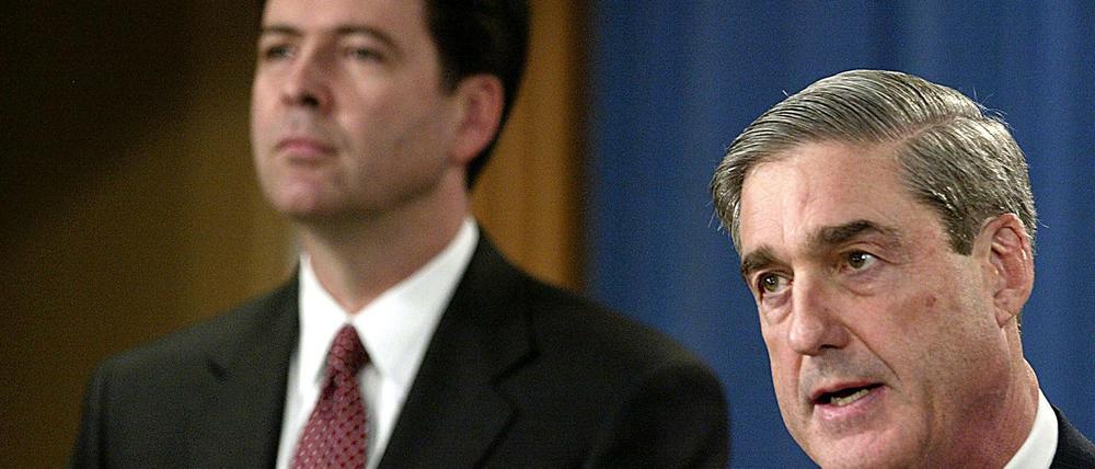 Zwei Insider gegen Präsident Trump: Der gefeuerte FBI-Chef James Comey (links) und Sonderermittler Robert Mueller , der ebenfalls FBI-Chef war. 