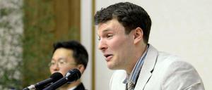 Otto Warmbier während des Prozesses in Nordkorea