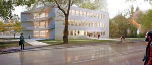 Ein Ort zum Wohlfühlen: Die Simulation zeigt, dass sich der Neubau harmonisch in den Campus eingefügt.