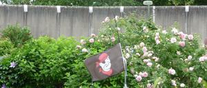  Kleingartenidylle vor der Mauer der JVA Plötzensee.