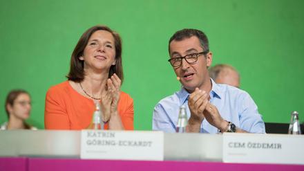 Katrin Göring-Eckardt und Cem Özdemir beim Bundesparteitag in Berlin. 