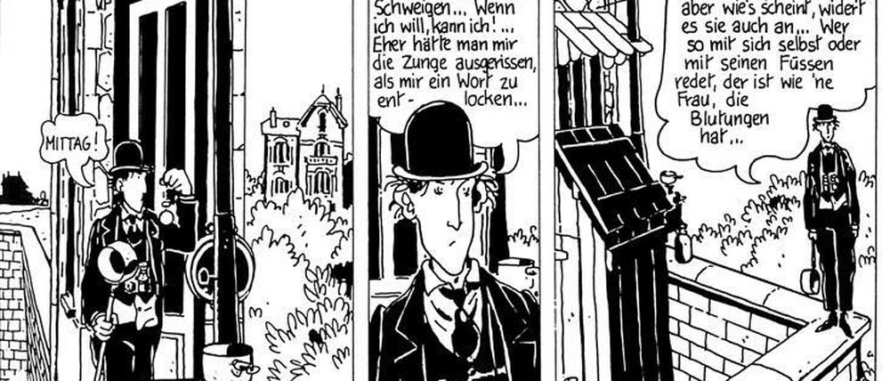 Trauriger Clown: Die Hauptfigur von „Hier Selbst“, Arthur Selbst, haust auf einer Mauerkrone.