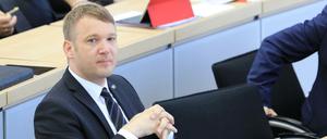 Der Fraktionsvorsitzende der AfD, Andre Poggenburg, im Landtag von Sachsen-Anhalt in Magdeburg.