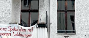 Protest gegen Wohnungsspekulationen in Berlin-Friedrichshain
