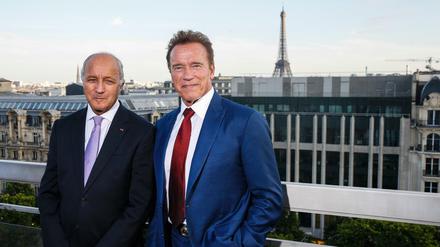 "Ein Mann kann die Zeit nicht zurückdrehen. Das kann nur ich", sagt Arnold Schwarzenegger (r.) über die Klimapolitik von Donald Trump.
