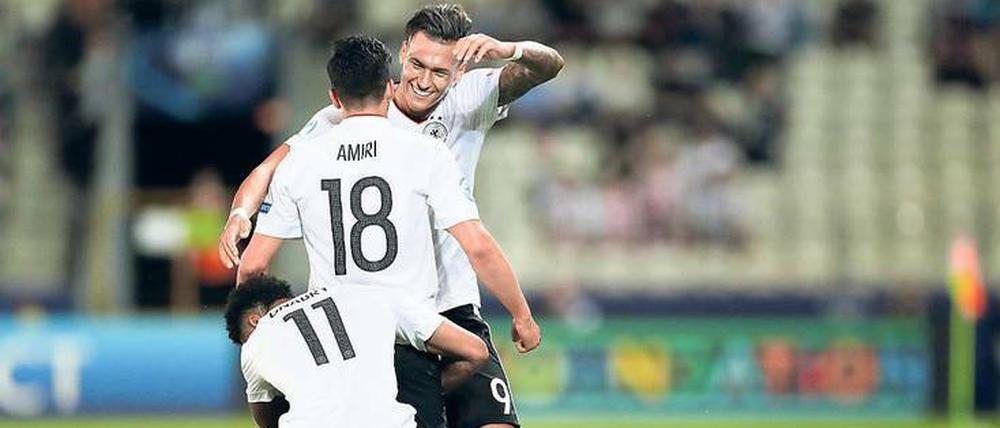 Eins, zwei, drei. Die deutsche Mannschaft will ungeschlagen bleiben.