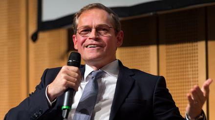 Berlins Regierender Bürgermeister Michael Müller (SPD) spricht in Berlin beim "Wirtschaftspolitischen Frühstück" der Industrie- und Handelskammer (IHK) Berlin. 