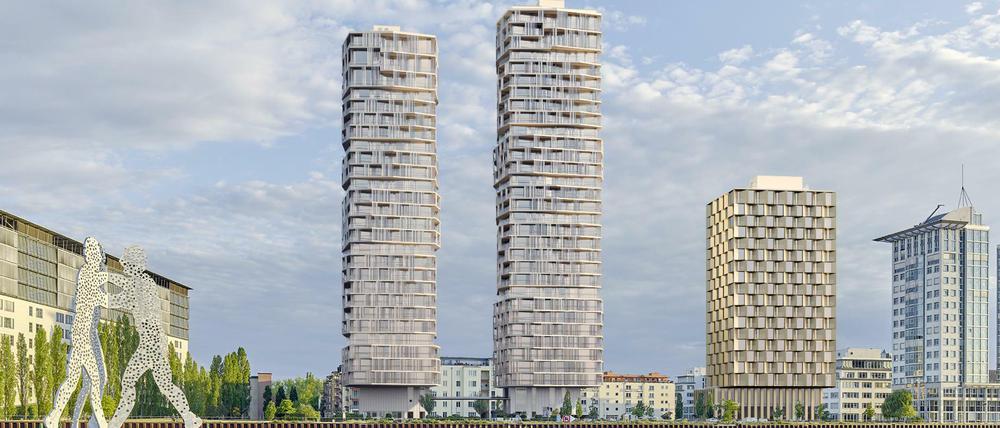 Drei neue Türme sollen am Spreeufer gebaut werde, der höchst misst 110 Meter.