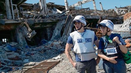 Gefährlicher Einsatz: OSZE-Beobachter in der Ukraine.