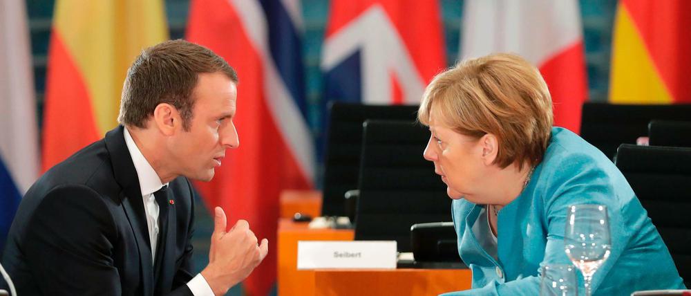 Frankreichs Präsident Macron und Kanzlerin Merkel am Donnerstag in Berlin.