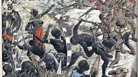 Ein Kampf ohne Hoffnung. Herero im Krieg gegen deutsche Soldaten in Südwestafrika, dem heutigen Namibia.