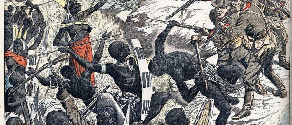 Ein Kampf ohne Hoffnung. Herero im Krieg gegen deutsche Soldaten in Südwestafrika, dem heutigen Namibia.
