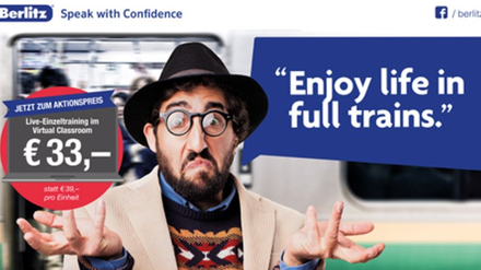 Mit dieser Werbung erregt der Sprachkursanbieter Berlitz Aufsehen. 
