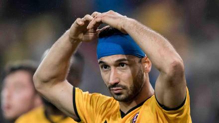 In der vergangenen Saison überzeugte Akaki Gogia im Trikot von Dynamo Dresden – normalerweise ohne Kopfverband. 