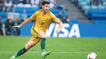 Kurzer Urlaub. Mathew Leckie tritt kurz nach dem Confed-Cup, bei dem er mit Australien in der Vorrunde ausschied, seinen Dienst bei Hertha BSC an. Foto: Patrik Stollarz/AFP