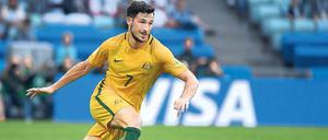 Kurzer Urlaub. Mathew Leckie tritt kurz nach dem Confed-Cup, bei dem er mit Australien in der Vorrunde ausschied, seinen Dienst bei Hertha BSC an. Foto: Patrik Stollarz/AFP