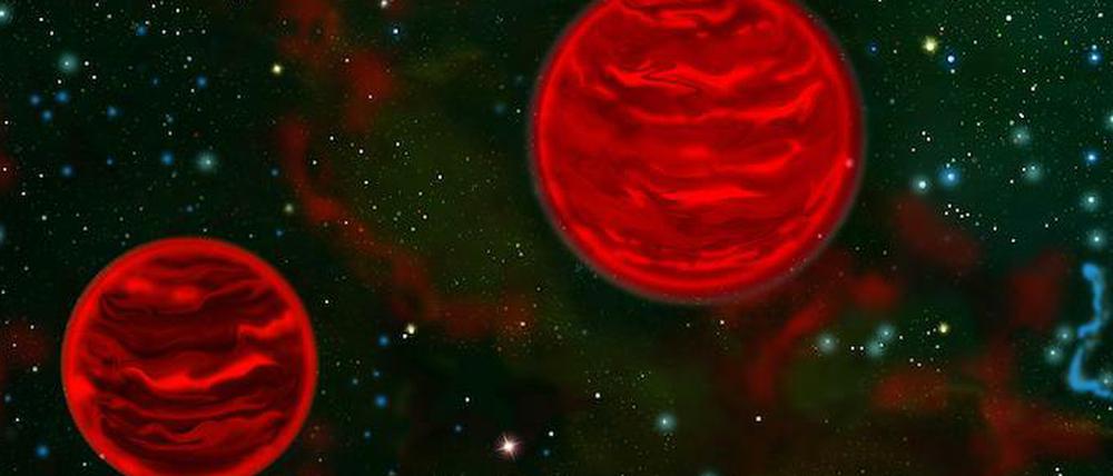 So könnten die sonnenlosen Doppel-Planeten aussehen, die Astronomen in der 160 Lichtjahre entfernten TW-Hydrae-Assoziation entdeckt haben.