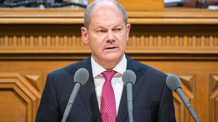 Hamburgs erster Bürgermeister Olaf Scholz (SPD) spricht in der Bürgerschaft zum G20-Gipfel.