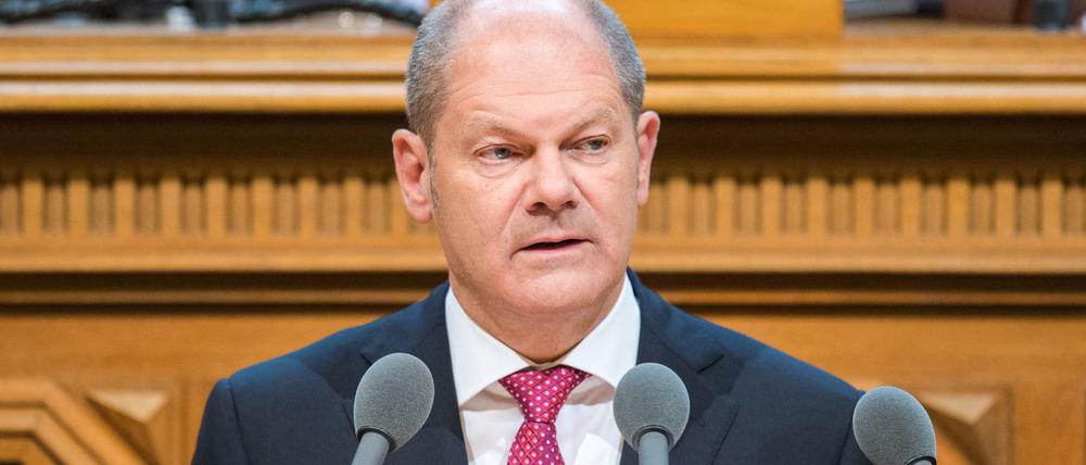 Hamburgs erster Bürgermeister Olaf Scholz (SPD) spricht in der Bürgerschaft zum G20-Gipfel.