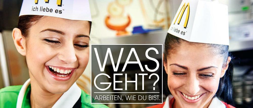 Glückliche Mitarbeiterinnen. Dieses Kampagnenfoto veröffentlichte McDonalds am Freitag nach dem Tarifabschluss.