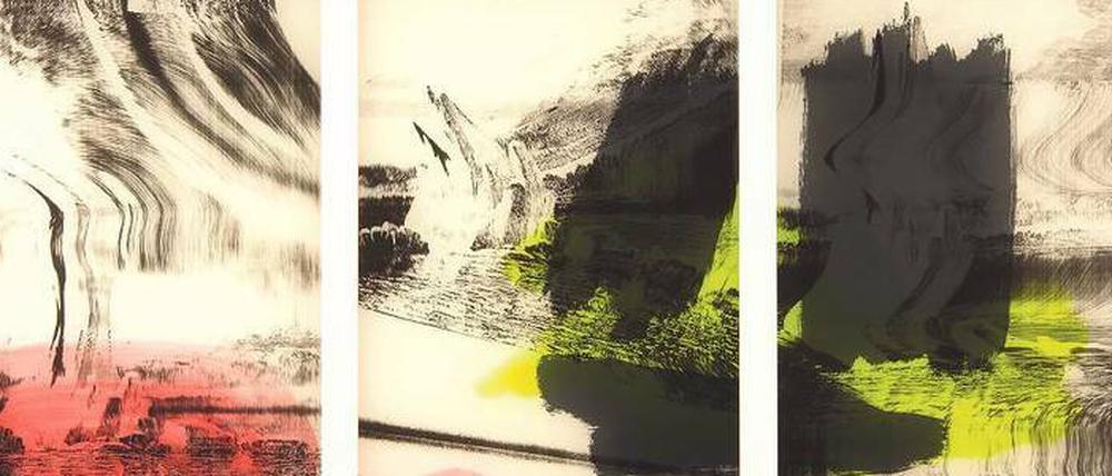 Fließkräfte. Bei Sigmar Polke türmt sich der „Eisberg (weiss)“ von 2001 aus Farbverläufen.