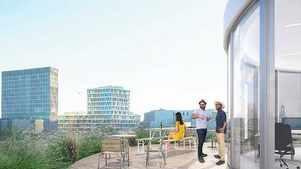 Imposant. Blick Richtung Europacity von der Terrasse. 