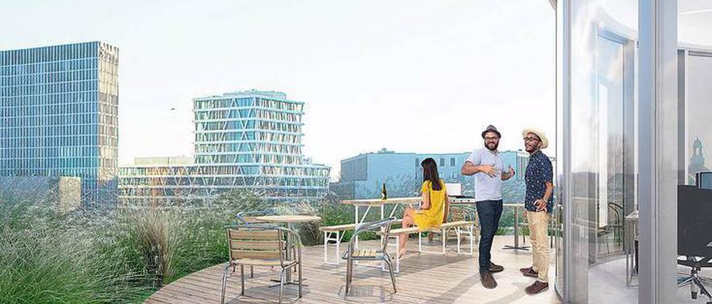 Imposant. Blick Richtung Europacity von der Terrasse.