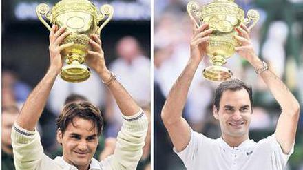 Roger Federer nach seinen Wimbledonsiegen.