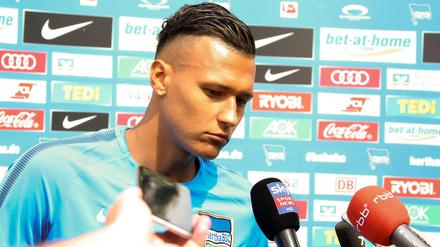 Attraktion am Vormittag. Davie Selke trainiert seit Dienstag bei Hertha BSC.