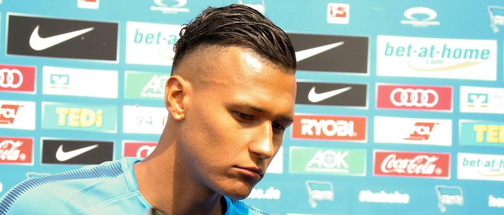 Attraktion am Vormittag. Davie Selke trainiert seit Dienstag bei Hertha BSC.