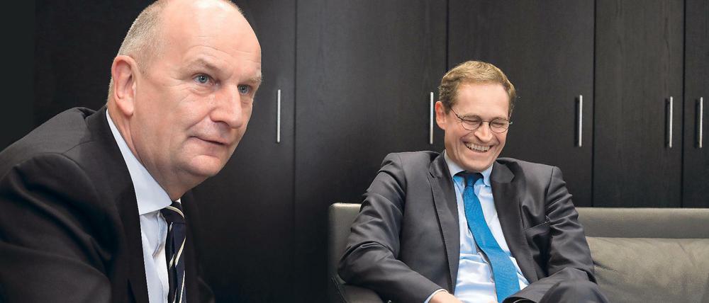 Die Länderchefs Dietmar Woidke und Michael Müller (beide SPD) verstehen sich gut.