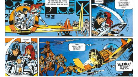 Im Reich der tausend Planeten. Eine Seite aus "Valerian und Veronique" von Jean-Claude Mézières und Pierre Christin.