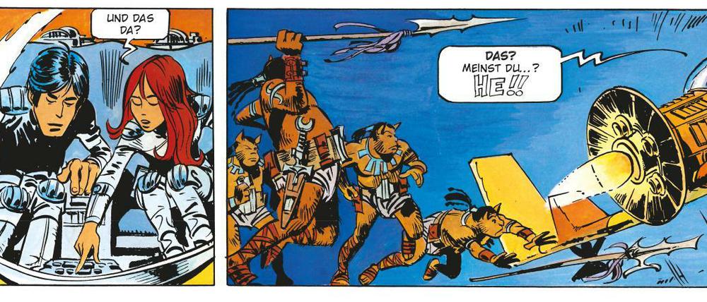Im Reich der tausend Planeten. Eine Seite aus "Valerian und Veronique" von Jean-Claude Mézières und Pierre Christin.